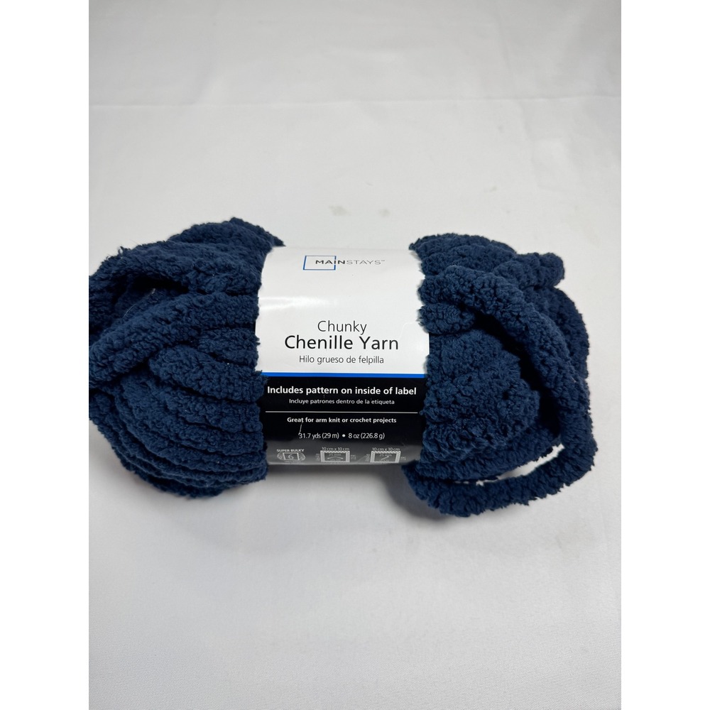 New Sealed Mainstays Navy Chunky Chenille Yarn